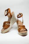 Buy_THE ALTER_Brown Emily Cut-out Strap Wedges _at_Aza_Fashions