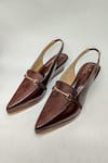 Buy_The Alter_Brown Buckles Audrey Slingback Wedges _at_Aza_Fashions