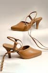 Buy_THE ALTER_Brown Pointed Tie Up Stilettoe Heels _at_Aza_Fashions