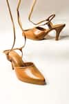 Shop_THE ALTER_Brown Pointed Tie Up Stilettoe Heels _at_Aza_Fashions