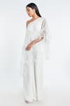 Shop_Shivani Awasty_White Net And Georgette One Shoulder Embroidered Jumpsuit _at_Aza_Fashions