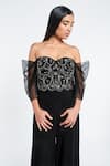 Shivani Awasty_Black Net And Poly Blend Hand Embroidery Sweetheart Neck Corset Jumpsuit _Online_at_Aza_Fashions