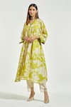 Buy_Anantaa by Roohi_Green Bemberg Modal And Embellishment Floral & Sequin V Flared Kurta _Online_at_Aza_Fashions