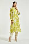 Anantaa by Roohi_Green Bemberg Modal And Embellishment Floral Straight Kurta For Women_Online_at_Aza_Fashions