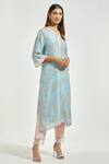 Anantaa by Roohi_Grey Bemberg Modal Floral Print A-line Kurta_Online_at_Aza_Fashions