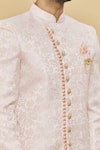 Shop_Khwaab by Sanjana Lakhani_Pink Imported Jacquard Silk Floral Pattern Sherwani Set_Online_at_Aza_Fashions