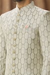 Shop_Arihant Rai Sinha_Cream Sherwani Jacquard Silk Geometric Pattern Set _Online_at_Aza_Fashions