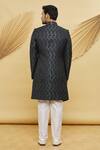 Shop_Khwaab by Sanjana Lakhani- Men_Grey Imported Jacquard Silk Floral Pattern Sherwani Set_at_Aza_Fashions