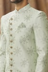 Shop_Arihant Rai Sinha_Green Sherwani Art Silk Embroidered Floral Set_Online_at_Aza_Fashions