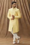 Buy_Arihant Rai Sinha_Yellow Sherwani Art Silk Embroidered Floral Set _at_Aza_Fashions