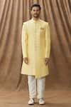 Buy_Arihant Rai Sinha_Yellow Sherwani Art Silk Embroidered Floral Set _Online_at_Aza_Fashions