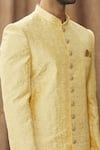 Shop_Arihant Rai Sinha_Yellow Sherwani Art Silk Embroidered Floral Set _Online_at_Aza_Fashions