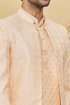 Shop_Khwaab by Sanjana Lakhani- Men_Peach Art Silk Embroidered Jacket And Kurta Set_Online_at_Aza_Fashions