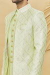 Shop_Samyukta Singhania_Green Art Silk Embroidered Geometric And Floral Jacket & Kurta Set _Online_at_Aza_Fashions