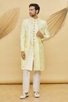 Buy_Khwaab by Sanjana Lakhani- Men_Yellow Art Silk Embroidered Jacket And Kurta Set_at_Aza_Fashions
