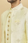 Shop_Khwaab by Sanjana Lakhani- Men_Yellow Art Silk Embroidered Jacket And Kurta Set_Online_at_Aza_Fashions