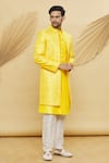 Buy_Khwaab by Sanjana Lakhani_Yellow Art Silk Embroidered Floral And Sequin Jacket & Kurta Set_Online_at_Aza_Fashions
