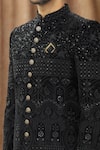 Shop_Arihant Rai Sinha_Black Art Silk Floral Embroidered Sherwani Set_Online_at_Aza_Fashions