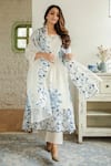 Buy_NAAZ BY NOOR_Blue Cotton Printed Floral Motifs Square Neck Kurta Pant Set _at_Aza_Fashions