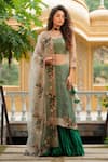 Buy_Pallavi Jaipur_Green Kurta And Dupatta Organza & Skirt Silk Lining Lehenga Set  _at_Aza_Fashions