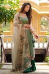 Buy_Pallavi Jaipur_Green Kurta And Dupatta Organza & Skirt Silk Lining Lehenga Set  _Online_at_Aza_Fashions