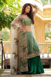 Shop_Pallavi Jaipur_Green Kurta And Dupatta Organza & Skirt Silk Lining Lehenga Set  _Online_at_Aza_Fashions