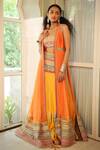 Pallavi Jaipur_Yellow Jacket Chanderi And Chiffon Embroidery Marodi Square Lehenga Set _Online_at_Aza_Fashions