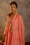 Buy_Glittire by Sakshi Verma_Pink Silk Chanderi Embroidered Resham And Mirror Work Kurta Palazzo Set  _Online_at_Aza_Fashions