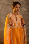 Buy_Glittire by Sakshi Verma_Yellow Silk Chanderi Embroidered Dori Kurta Palazzo Set _Online_at_Aza_Fashions