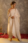 Buy_Glittire by Sakshi Verma_White Silk Chanderi Embroidered Zari And Sequin Work Kurta Palazzo Set  _at_Aza_Fashions