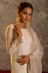 Shop_Glittire by Sakshi Verma_White Silk Chanderi Embroidered Zari And Sequin Work Kurta Palazzo Set  _at_Aza_Fashions