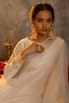 Buy_Glittire by Sakshi Verma_White Silk Chanderi Embroidered Zari And Sequin Work Kurta Palazzo Set  _Online_at_Aza_Fashions