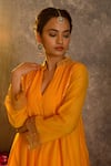 Glittire by Sakshi Verma_Yellow Silk Chanderi Embroidered Zari And Kaalidar Kurta Palazzo Set  _at_Aza_Fashions