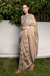 Buy_Ayaka_Multi Color 100% Silk Organza Embroidered Saree With Scallop Edges  _at_Aza_Fashions