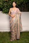 Buy_Ayaka_Multi Color 100% Silk Organza Embroidered Saree With Scallop Edges  _at_Aza_Fashions