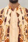Ankur J_Peach Cotton Silk Printed Waistcoat And Kurta Set_at_Aza_Fashions