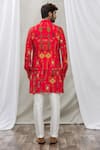 Shop_Ankur J_Red Cotton Silk Floral, Paisley Printed Waistcoat And Kurta Set _at_Aza_Fashions