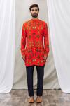 Buy_Ankur J_Orange Cotton Silk Printed Floral Kurta Set _Online_at_Aza_Fashions