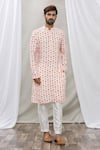 Buy_Ankur J_Pink Cotton Silk Floral Print Kurta Set _at_Aza_Fashions