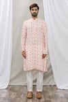 Buy_Ankur J_Pink Cotton Silk Floral Print Kurta Set _Online_at_Aza_Fashions