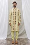 Buy_Ankur J_Green Cotton Silk Floral, Paisley Printed Waistcoat And Kurta Set _Online_at_Aza_Fashions