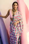 Limerick By Abirr N' Nanki_Pink Crepe Scallop Printed Pre-draped Saree_Online_at_Aza_Fashions