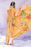 Shop_Limerick by Abirr N' Nanki_Orange Crepe Floral Print Wrap Dress_at_Aza_Fashions