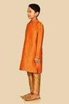 Buy_Banana Bee_Orange Dupion Raw Silk Printed Geometric Kurta Set_Online_at_Aza_Fashions