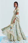 Buy_Mahima Mahajan_Ivory Georgette Printed Floral Motifs Scoop Neck Bushra Anarkali With Dupatta _at_Aza_Fashions