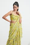 Mahima Mahajan_Yellow Georgette Printed Floral Habiba Pre-stitched Ruffle Saree With Blouse _at_Aza_Fashions