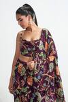 Shop_Mahima Mahajan_Purple Georgette Printed Floral Habiba Pre-stitched Ruffle Saree With Blouse _Online_at_Aza_Fashions