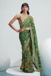 Mahima Mahajan_Green Organza Subha Floral Print Saree With Blouse_Online_at_Aza_Fashions