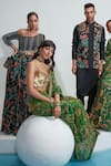 Shop_Mahima Mahajan_Green Organza Subha Floral Print Saree With Blouse_Online_at_Aza_Fashions
