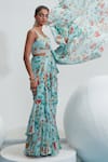 Mahima Mahajan_Blue Georgette Embroidered Floral Amani Printed Pre-stitched Saree With Blouse_Online_at_Aza_Fashions